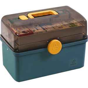 Afsluitbare medicijndoos - 3-laags organizerbox voor medicijnen - Draagbare opbergbak met handvat - XL