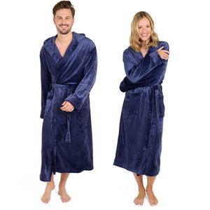 Blumtal Badjas Unisex - Dames en Heren Badjas - Fleece Badjas met Capuchon - met Zakken - Donkerblauw - Maat XXL