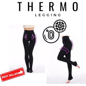 Thermo legging dames - gevoerde legging - fleece legging - zwart - thermo legging dames - naadloos legging dames - dikke dameslegging voor buiten of binnen, met fleece afwerking - shapewear dames - lichtgewicht vormgeving