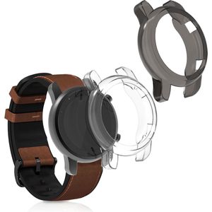 kwmobile 2x Hoes voor geschikt voor Huami Amazfit GTR (47mm) - Siliconenhoes voor sporthorloge transparant / zwart / transparant