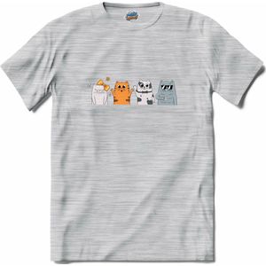 Cool Cats | Katten - Kat - Cats - T-Shirt - Unisex - Donker Grijs - Gemêleerd - Maat M