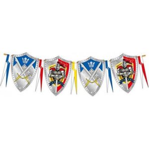2x Stuks ridders kinder verjaardag thema feestje vlaggenlijnen van 6 meter