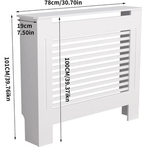 Hanimo Radiator ombouw - Radiatorombouw Kant En Klaar - Radiatoromkasting - Horizontale Latten - Stabiele MDF uitvoering - Wit - 101x78x19 cm