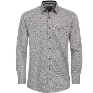 Redmond comfort fit overhemd - popeline - bruin dessin - Strijkvriendelijk - Boordmaat: 41 - 42