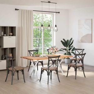 vidaXL Eettafel - Eettafels - Eetkamertafel - Keukentafel - Eettafel rechthoekig 180x90x74 cm massief eikenhout lichtbruin