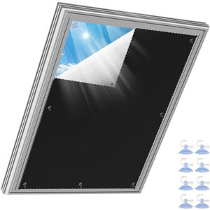 Verduisterend rolgordijn dakraam - zilveren coating - zonder boren - VELUX compatibel - 37 x 73 cm .