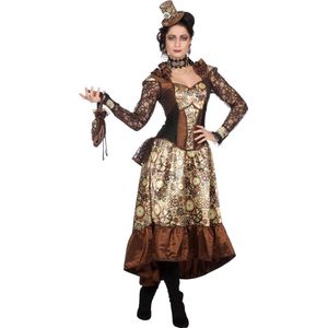 Wilbers & Wilbers - Steampunk Kostuum - Steampunk Industriele Revolutie - Vrouw - Bruin, Goud - Maat 44 - Carnavalskleding - Verkleedkleding
