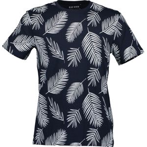 Blue Seven heren shirt - t-shirt heren KM - navy print - 302739 - maat M
