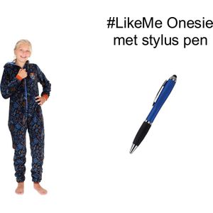 LikeMe - #LikeMe Onesie met kap - Jumpsuit - Pyjama met Stylus Pen. Maat 158/164 cm - 13/14 jaar.