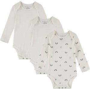 Bamboo Basics Bobby - Bamboe Baby Meegroei Romper (Multipack 3 stuks) - Lange Mouwen - Zijdezacht - Ademend - Wit - 92