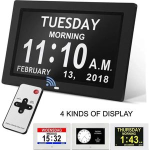 Mercadome® Digitale Klok - Digitale Wekker - Digitale Klok Slaapkamer - Kalender - LED - 4 weergavemodi - Tot 12 wekkers tegelijk instellen - Zwart - 18x10 cm