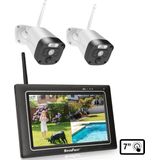 SecuFirst CWL401W/2 Draadloze 3 megapixel Beveiligingscamera met monitor - 7 inch touchscreen + 2 camera's - Wit - Gratis app