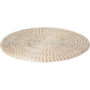 Secret de Gourmet Placemat rond riet - Dia 35 cm - Onderlegger - wit met naturel