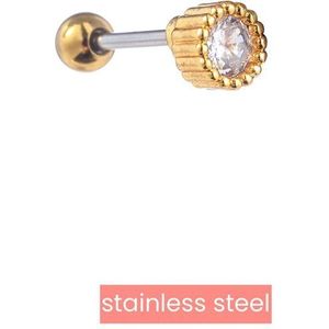 Go Dutch Label Oorknoppen rondje grote steen Goud