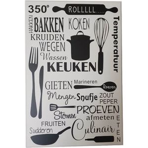 Tekstbord In deze keuken - Spreukenbord Koken - Quote Liefde - Wall Art - Decoratie - Keukenregels