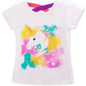 Eenhoorn tshirt meisje - gekleurd eenhoorn shirt - Unicorn T-shirt coloured - maat 104/110 / M - meisjes eenhoorn shirt 3 - 4 jaar