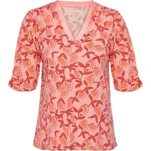 Lords & Lilies dames pyjama top met lange broek - oranje citrus print - 231-5-XPF-Z/984 - maat L