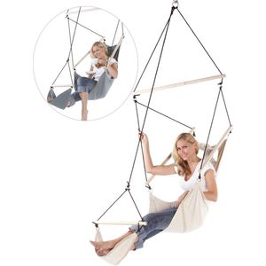 Hangstoel cocoon voor binnen en buiten - met voetensteun - beige kleur hangstoel cocoon