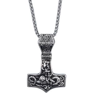 Tesoro Mio Michel – Stoere Viking Ketting Met Keltische Knoop - Edelstaal L 60 cm, B 3 mm - Hanger 5.2 x 3.3 cm