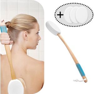 DHT Lotion-Aanbrenghulp Rug – Washulp met Verwisselbare Pads – Ergonomisch Handvat – Wit