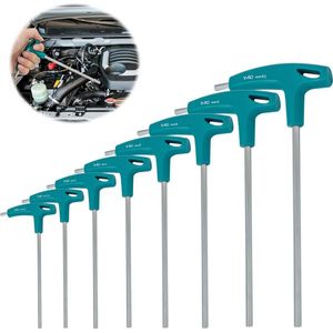 8 stuks T-greep inbussleutelset - 2 mm-10 mm - met dwarsgrepen - hoekschroevendraaier - Allen Key voor fietsen. .