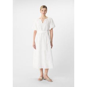 comma - Midi-jurk - A-lijn - Viscose - Borduursels - Ballonmouwen