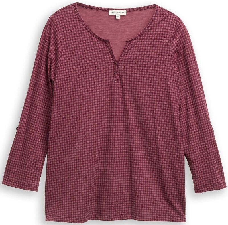 Tom Tailor - Henley Blouse Shirt - Gedessineerd - Lange Mouwen