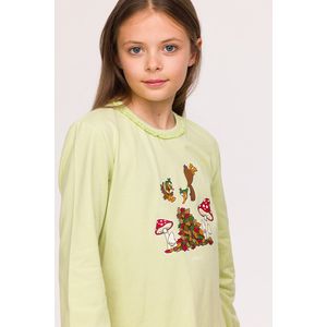 Woody Meisjes-Dames Pyjama lichtgroen - maat 140/10J