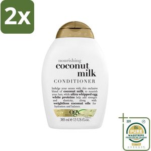 OGX - Coconut Milk - Conditioner - Voedend - Herstel & Glans - 385 ml - Voordeelverpakking - 2 stuks - Haarvoeding - Kokosmelk