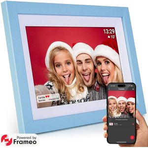 Kantman Digitale Fotolijst I Blauw Glitter Ibiza Stijl I Frameo WiFi App I 10.1 inch HD IPS Touchscreen I 32GB I Nederlandse Handleiding I Cadeau Sinterklaas I Huwelijks Cadeau