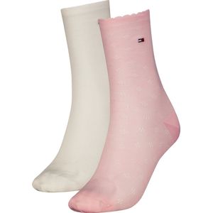 Tommy Hilfiger dames 2P sokken summer knit roze & wit - 39-42