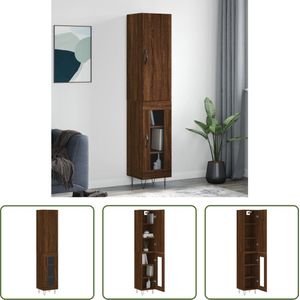 The Living Store Opbergkast - Hoge Kast - Bruineiken - 180 cm hoog