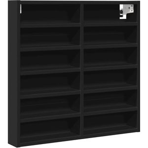 vidaXL Vitrinekast 60x8,5x58 cm bewerkt hout zwart - Vitrinekast - Vitrinekasten - Vitrine - Display Kast
