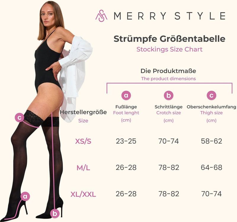 Merry Style MS-GB-791 Dames Stay-Up Kousen - 40 Denier - licht glanzend - elastische band - Polyamide - Blauw-791 - M / L