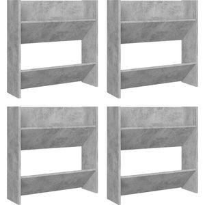 vidaXL-Wandschoenenkasten-4-st-60x18x60-cm-spaanplaat-betongrijs