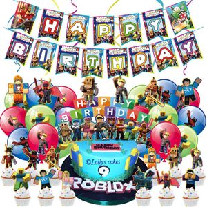 Roblox 124 Delig - decoratie - verjaardag - feest - Roblox Thema superhelden - Verjaardag Decoratie Versiering – Feestpakket met ballonnen - Slingers - Vlaggenlijn happy birthday - Kinderfeestje - Verjaardagsfeest - Kinderfeest & Themafeest