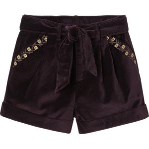Meisjesshort - Aubergine - Glad Fluweel