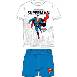 Superman shortama/pyjama katoen wit/blauw maat 122