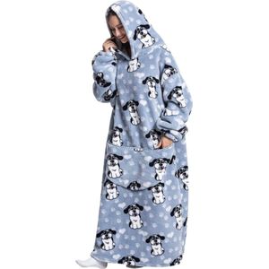 Nivard Hoodie Deken Met Mouwen - Onesie - Fleece Blanket - Dames - Heren - Kinderen - Plaid - Knuffeldeken - Extra Zacht - Dog