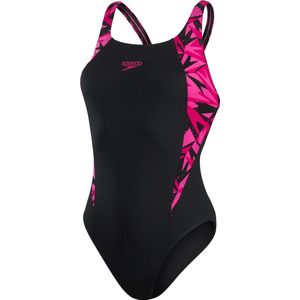 Speedo HyperBoom Splice Muscleback Zwart/Roze Dames Sportbadpak - Maat 40