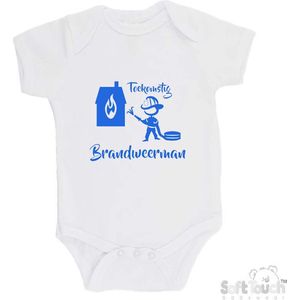 100% katoenen Romper ""Toekomstig brandweerman"" Brandweer Jongens Katoen Wit/blauw Maat 56/62