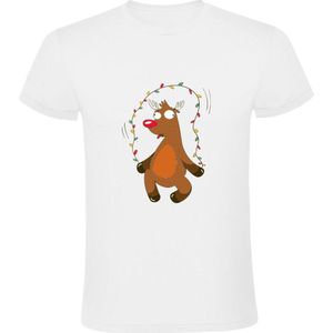 Rendier Heren T-shirt | Kerst | Kerstmis | Christmas | Feestdagen | touwtje springen | Lampjes | Versiering