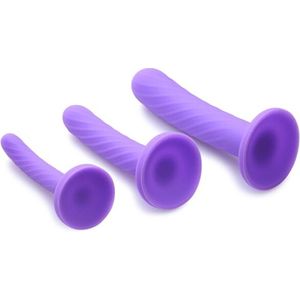 XR Brands Tri-Play - 3-Piece Silicone Dildo Set purple