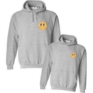 Hoodie set voor vader en zoon-Big man Little man met smiley-Heren Maat M Kind Maat 110/116