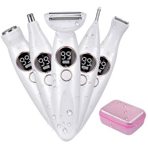 5-in-1 Elektrisch Scheerapparaat voor Dames - Pijnloze Trimmer voor Lichaam, Gezicht en Bikini