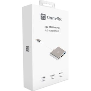 XtremeMac Notebook Dock & Poortreplicator Bedraad USB 3.0 Type-C, HDMI, Aluminium, Wit, Zilver