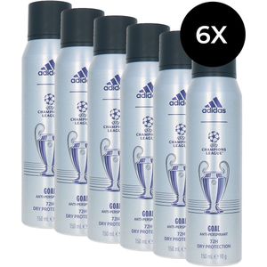 Adidas Goal Silver Deodorant Spray - 6 x 150 ml