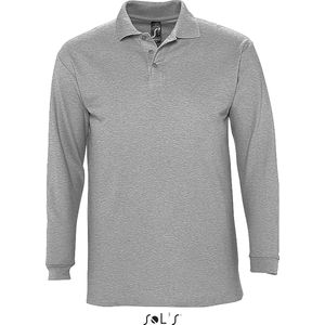2 Pack SOLS Heren-Winter II Poloshirt met lange mouwen van Piqué katoen (Heather Grey) Maat S
