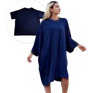 Smileify® Premium Pyama Shirt - Dames Volwassenen - Nachthemd - Huispak - Oversized Shirt - Donker Blauw