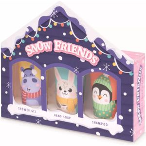 Kerst Geschenkset Snow Friends - 3-delig | Douchegel, Handzeep & Shampoo - Vanille - 3x 30ml | Kerst Giftset - Feestelijke Cadeauset - Winter Kerstcadeau - Kerstverpakking